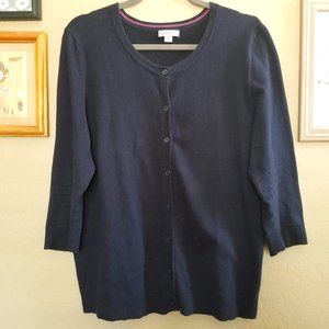 Merona 3/4 Sleeve Button-Down Cardigan - Navy - Size XXL